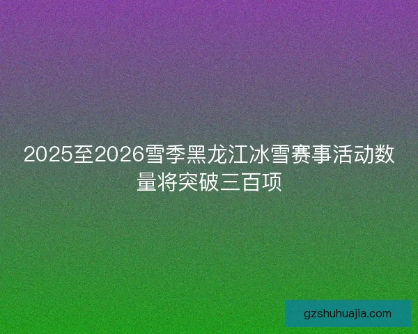 2025至2026雪季黑龙江冰雪赛事活动数量将突破三百项