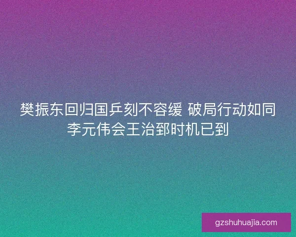 樊振东回归国乒刻不容缓 破局行动如同李元伟会王治郅时机已到