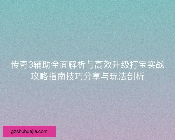 传奇3辅助全面解析与高效升级打宝实战攻略指南技巧分享与玩法剖析 传奇3辅助全面解析与高效升级打宝实战攻略指南技巧分享与玩法剖析