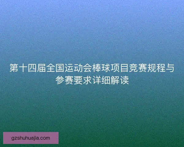 第十四届全国运动会棒球项目竞赛规程与参赛要求详细解读